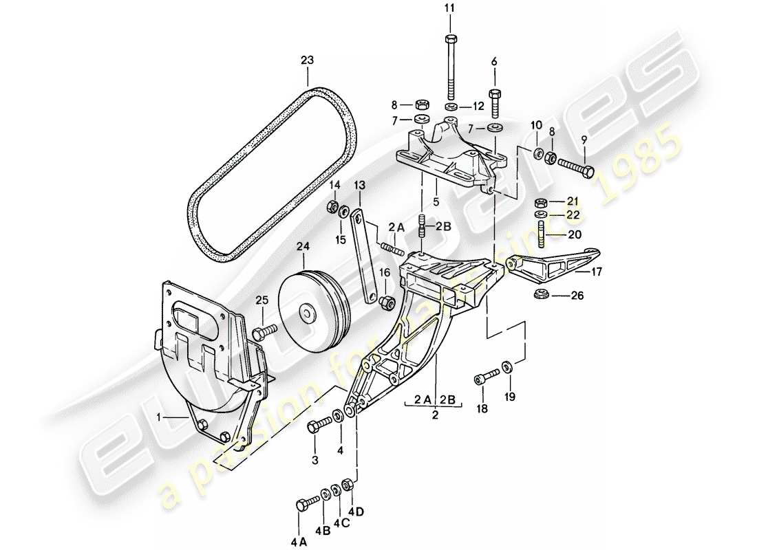 porsche 1989 (911) compressor - mounting - driving mechanism part diagram