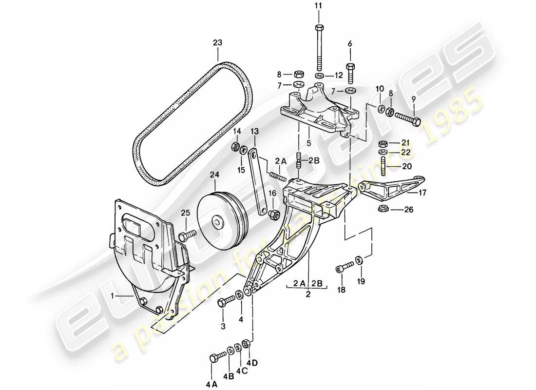 porsche 911 (1989) compressor - mounting - driving mechanism part diagram