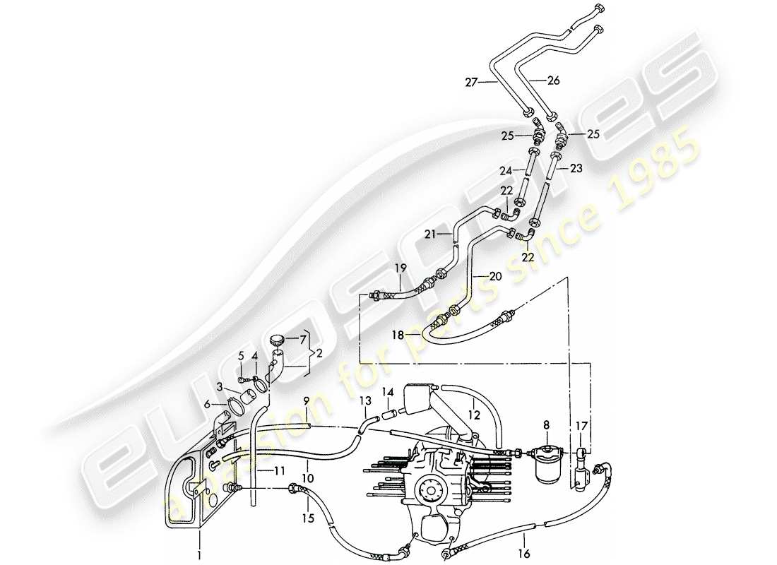 porsche 1955 (356/356a) oil container - oil filter part diagram
