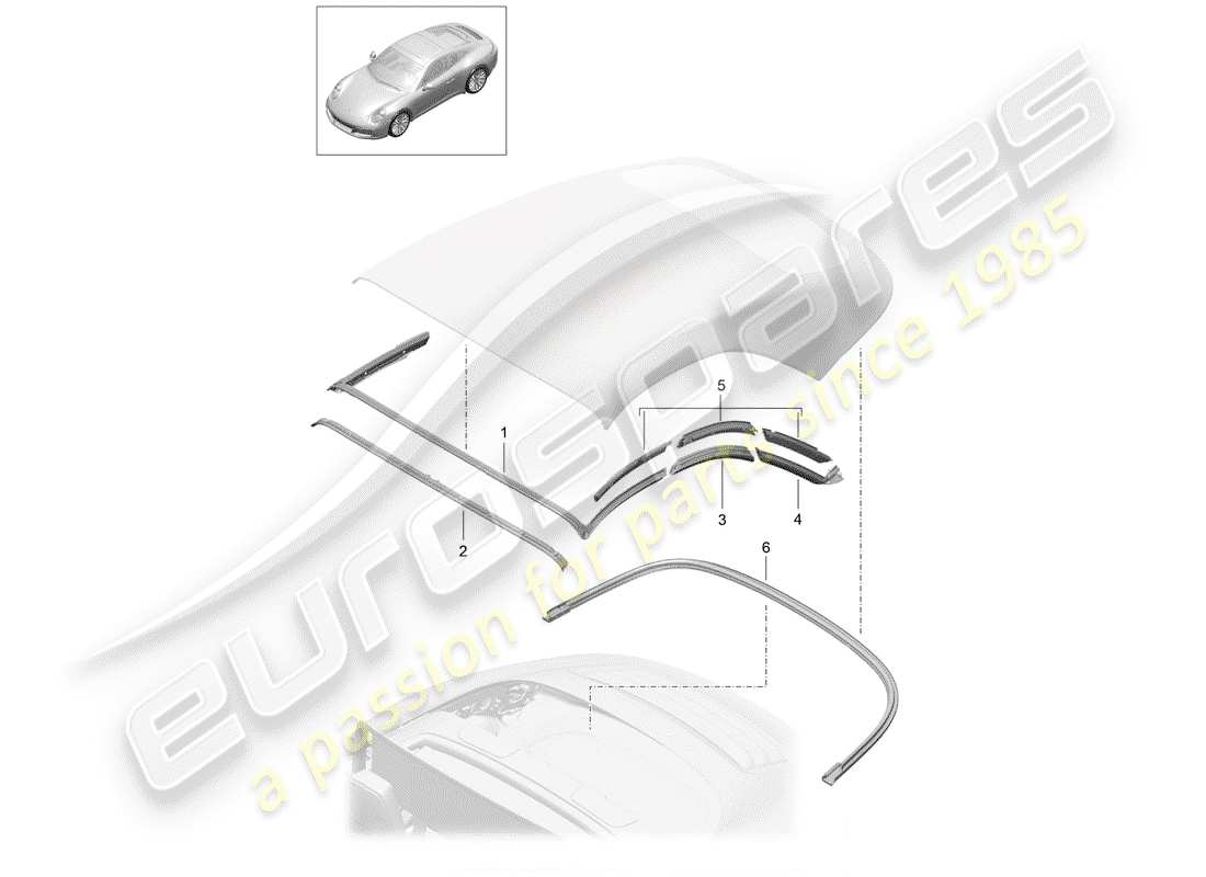 porsche 2019 (991-2) convertible top part diagram