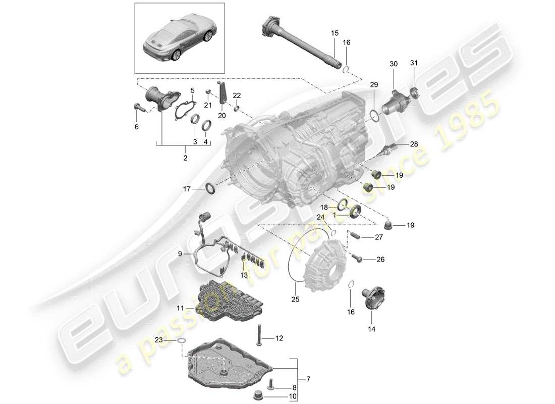 porsche 991 turbo (2017) - pdk - part diagram