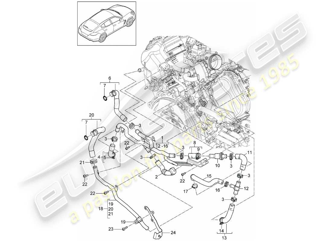 porsche 2013 (panamera 970) water cooling part diagram