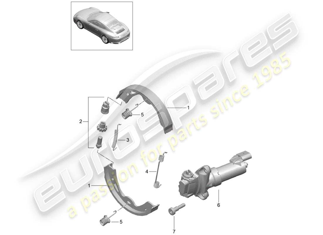 porsche 2019 (991-2) parking brake part diagram