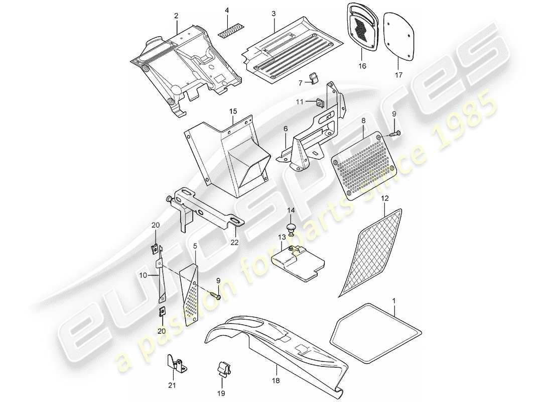 porsche carrera gt (2004) footwell - floor cover part diagram