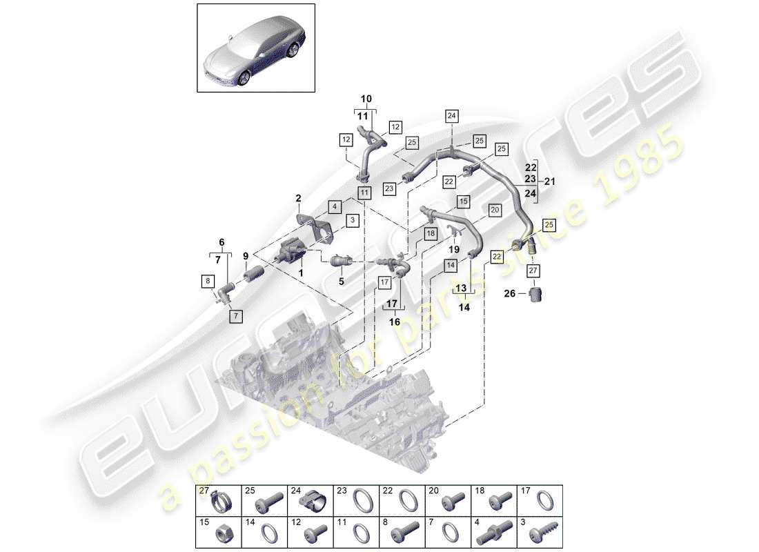 porsche 2019 (panamera 971-1) water cooling part diagram