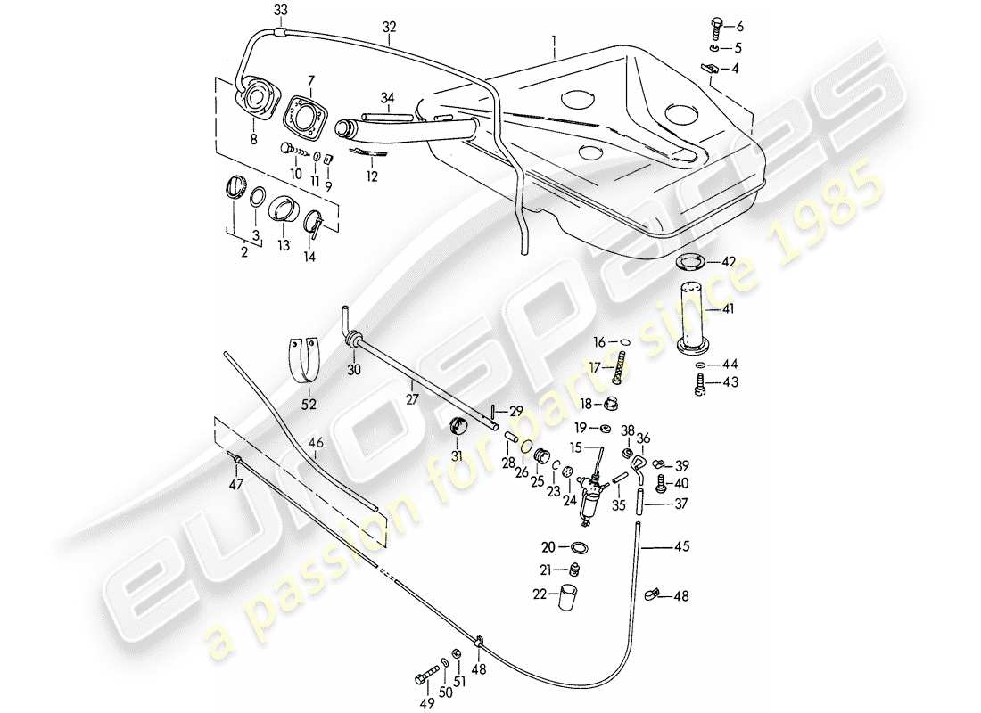 porsche 1961 (356b/356c) fuel tank part diagram