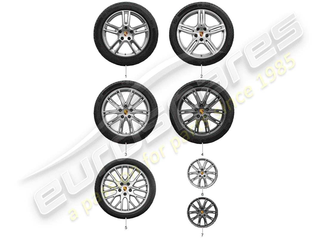 porsche tequipment panamera (2019) wheel disc 'alum' with winter part diagram