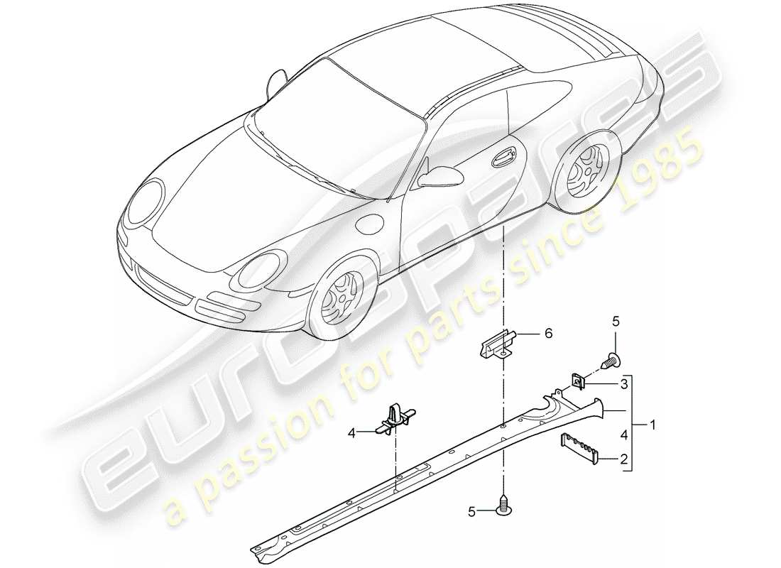 porsche 2007 (997-1) side member trim part diagram