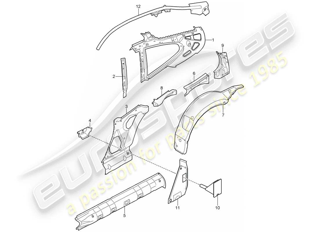 porsche 2007 (997-1) side panel part diagram
