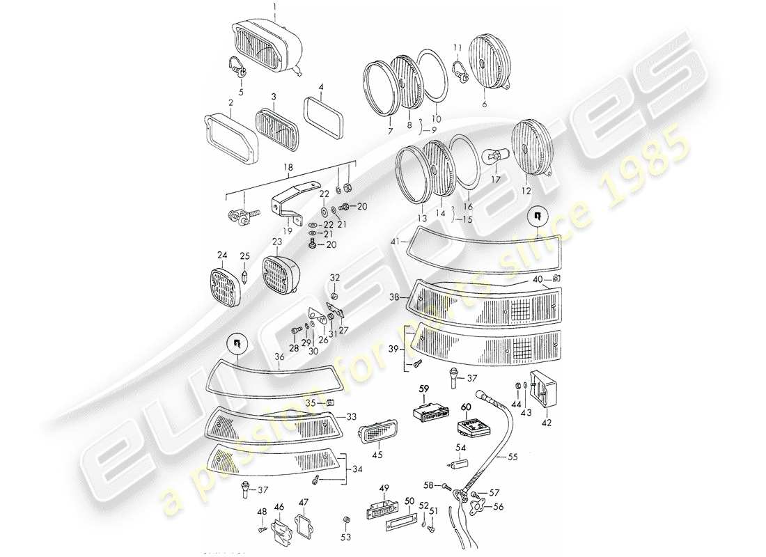 porsche 1970 (911) lighting part diagram