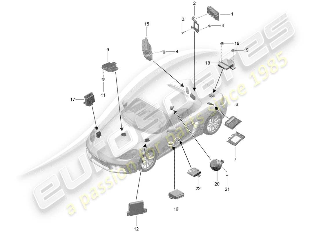 porsche 2017 (718 boxster) control units part diagram