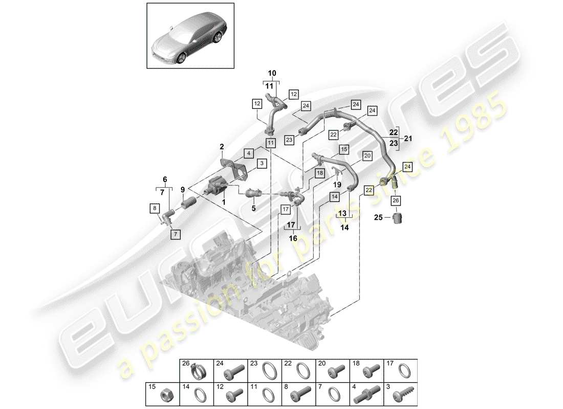porsche 2020 (panamera 971-1) water cooling part diagram