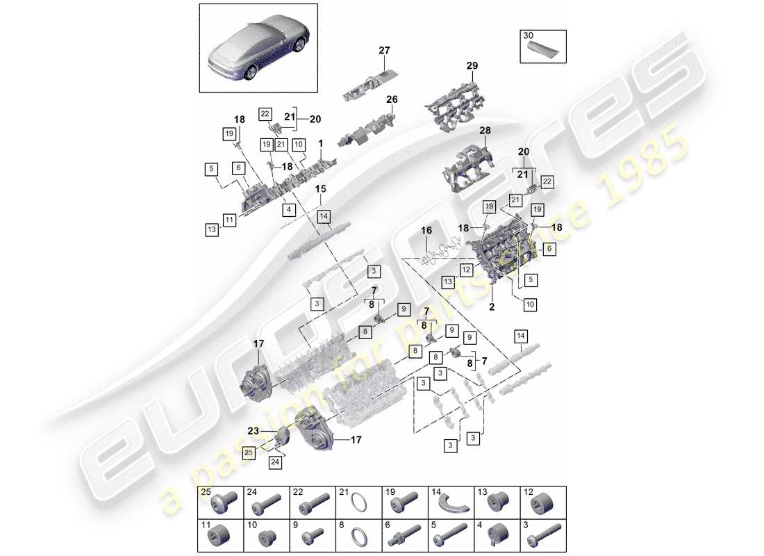 porsche 2018 (panamera 971-1) cylinder head cover part diagram