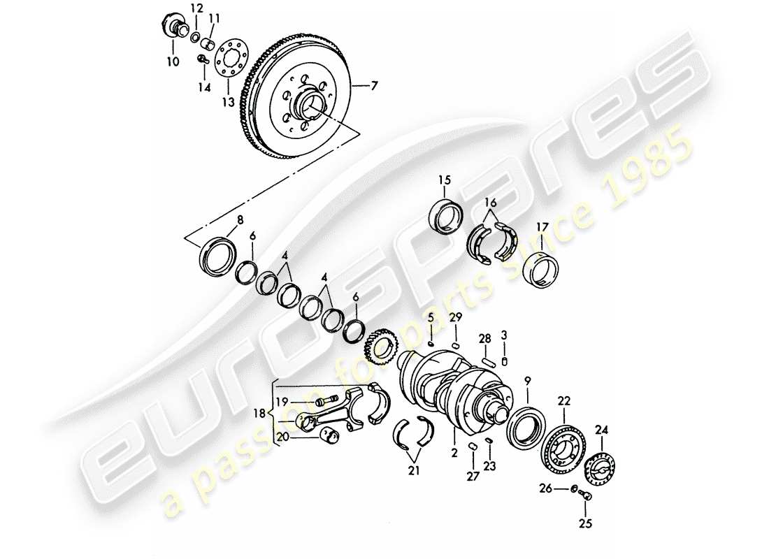 porsche 1962 (356b/356c) crankshaft part diagram