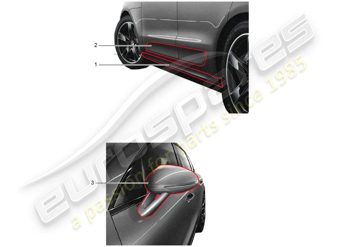 porsche 2020 (tequipment macan) accessories part diagram