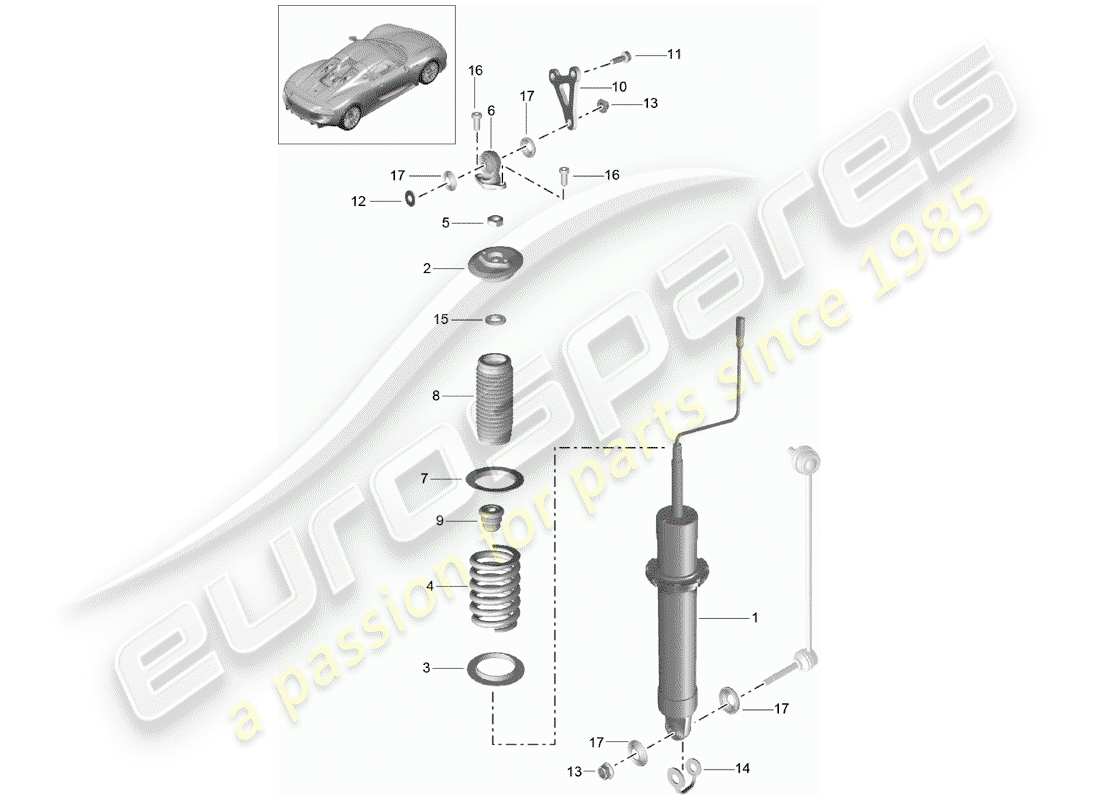 porsche 918 spyder (2015) suspension part diagram