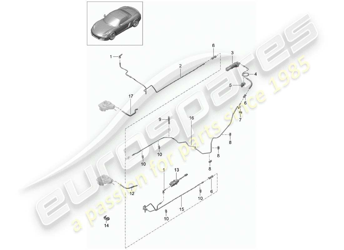 porsche 2012 (981 boxster) clutch actuation parts diagram