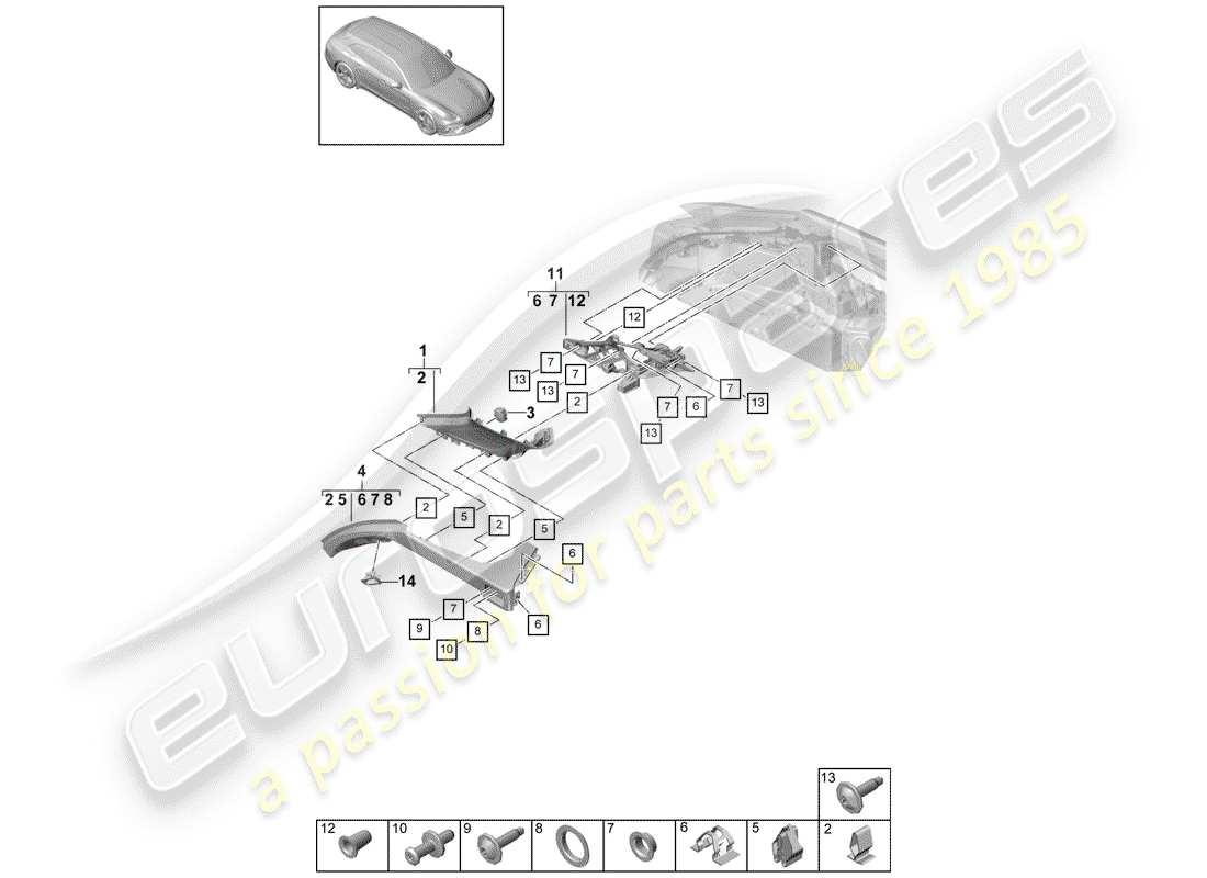 porsche 2017 (panamera 971-1) trims part diagram