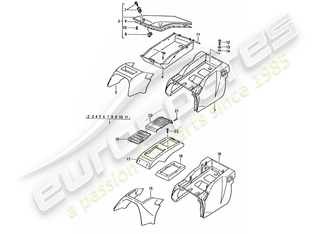 porsche 1995 (928) stowage box part diagram
