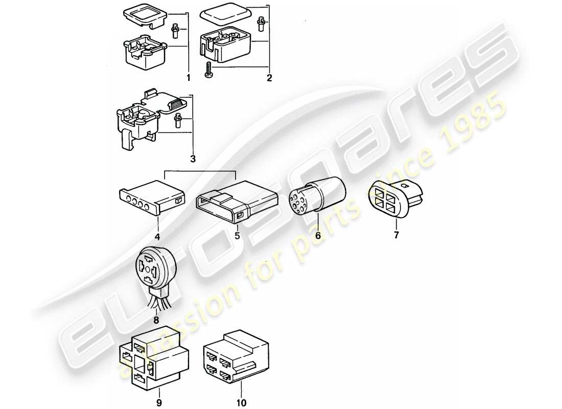 porsche 1992 (968) connector housing - 4-pole parts diagram