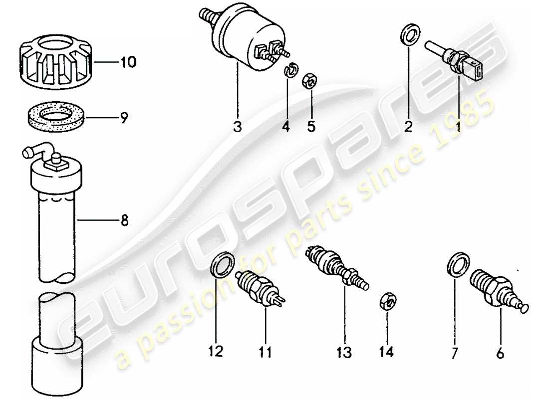 porsche 1986 (944) switch - and - sensor part diagram
