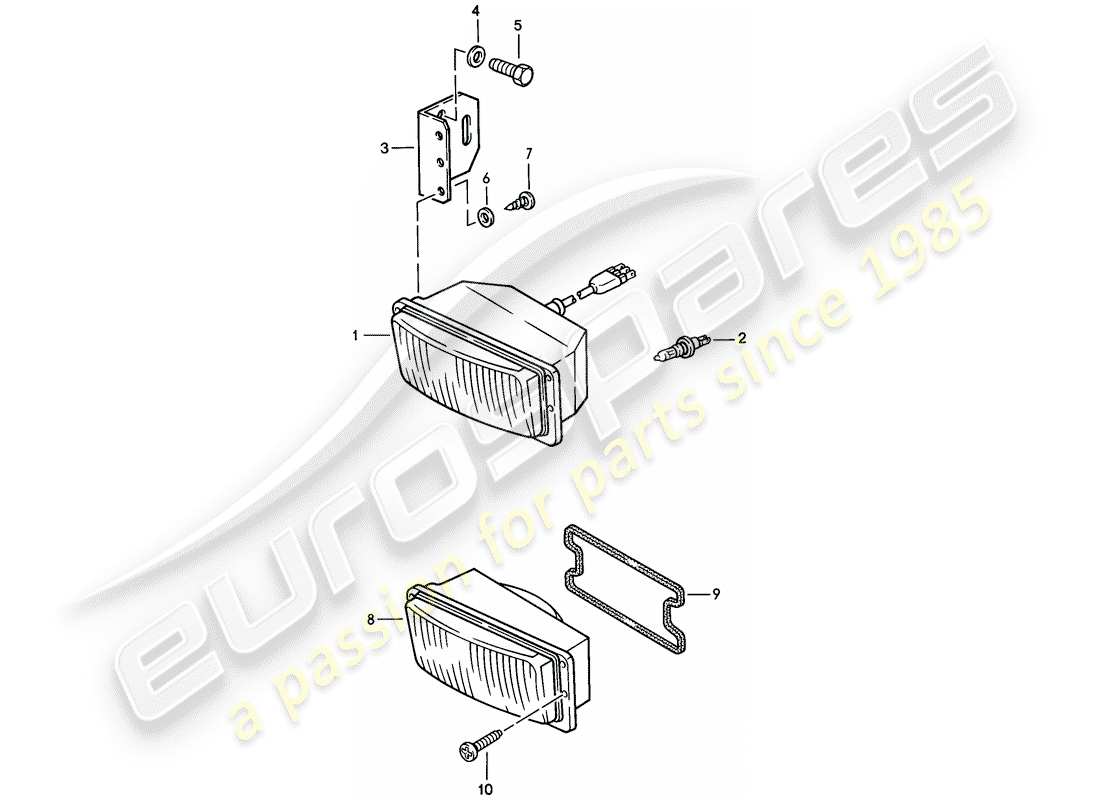 porsche 1986 (944) fog lights part diagram