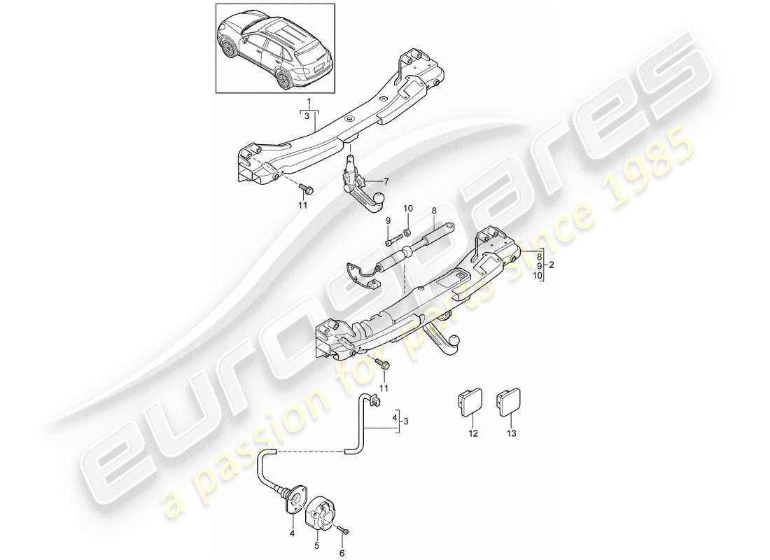 porsche 2015 (cayenne e2 92a) tow hitch part diagram