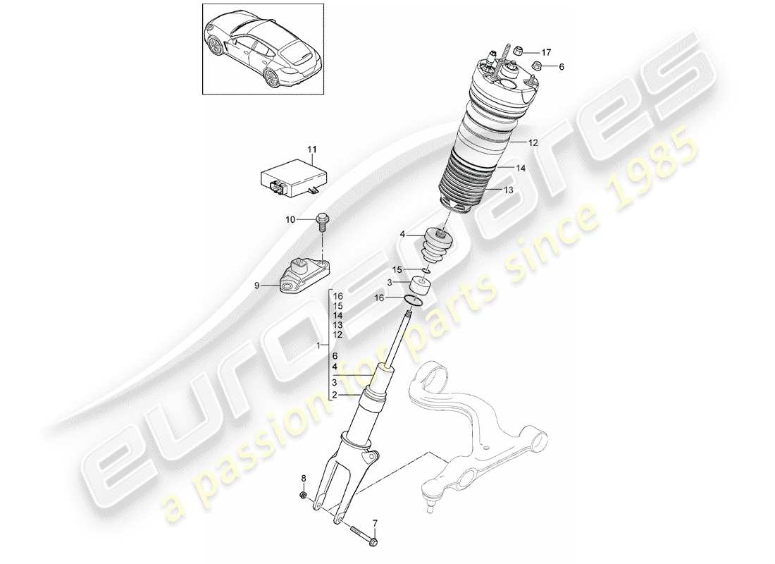 porsche 2011 (panamera 970) suspension part diagram