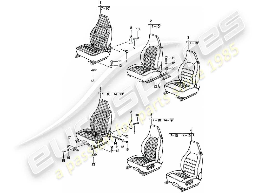 porsche 1986 (911) front seat - d - mj 1985>> part diagram