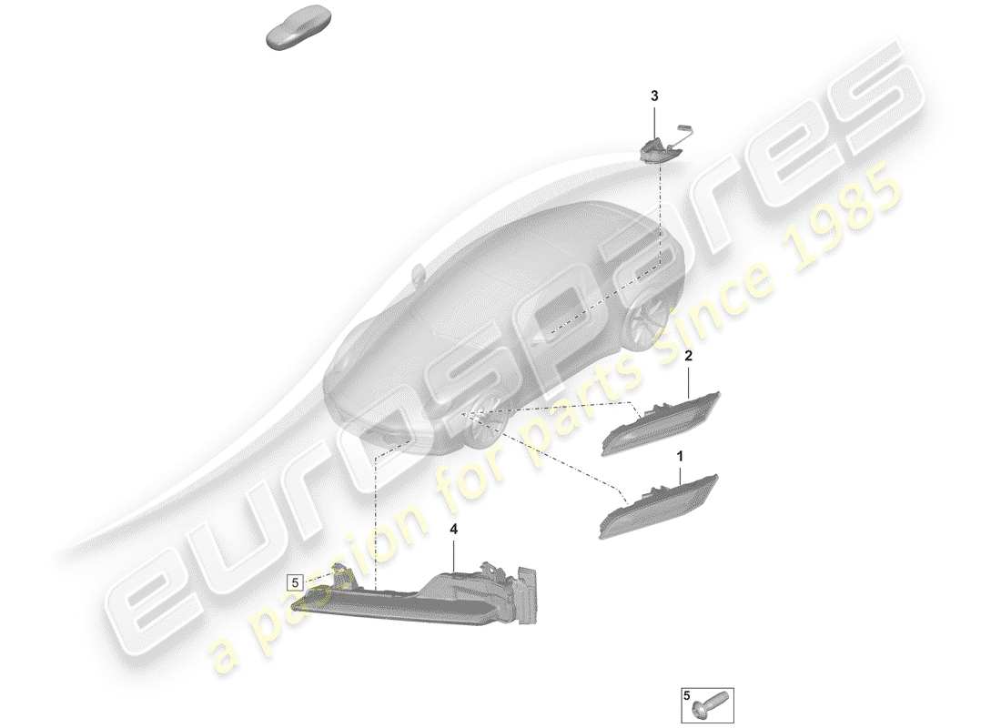 porsche 2019 (992-1) turn signal repeater part diagram