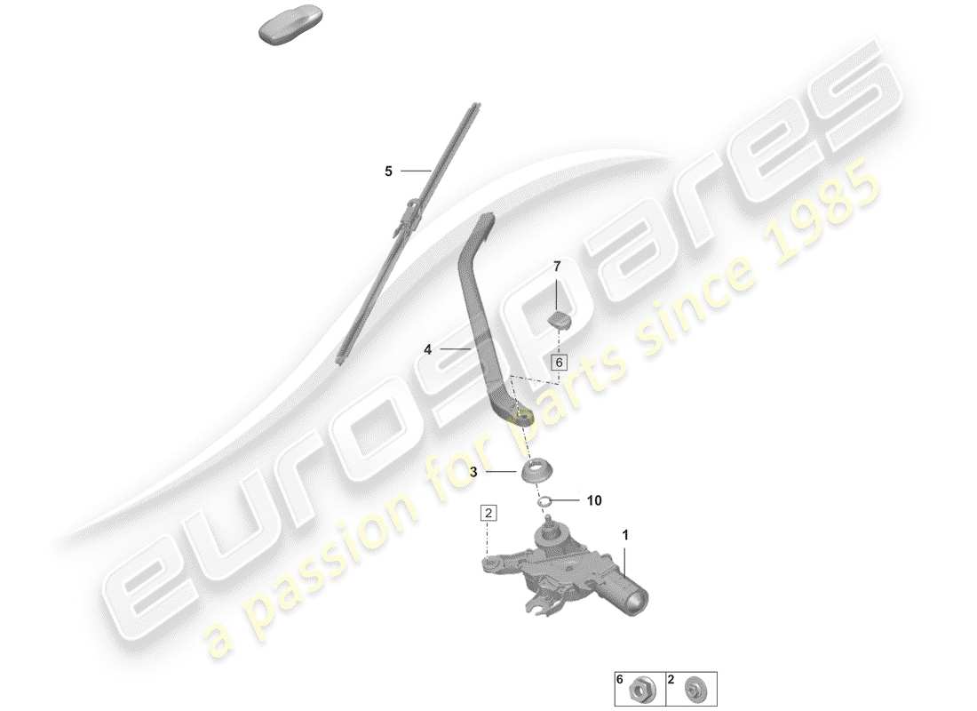 porsche 2019 (992-1) rear window wiper part diagram