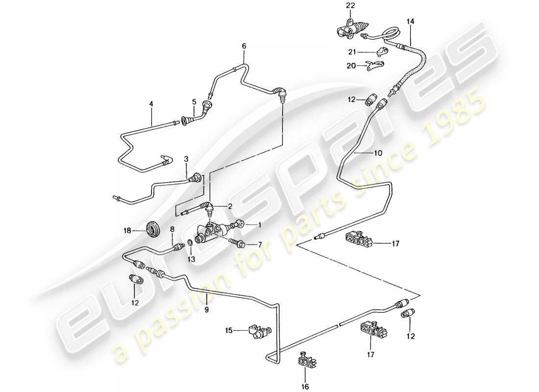 porsche 2005 (996 gt3) hydraulic clutch - operation - clutch master cylinder - hydraulic clutch pipe part diagram