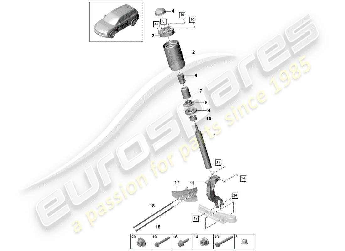 porsche cayenne e3 (2020) suspension parts diagram