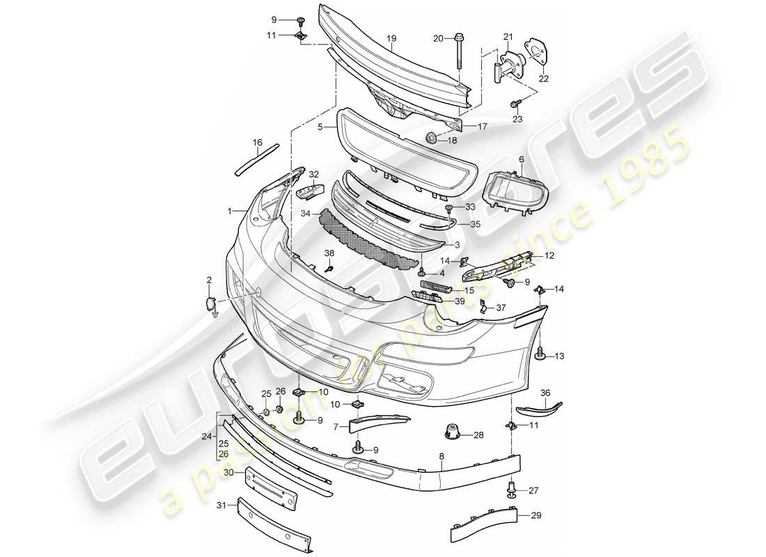 porsche 997 gt3 (2009) bumper parts diagram