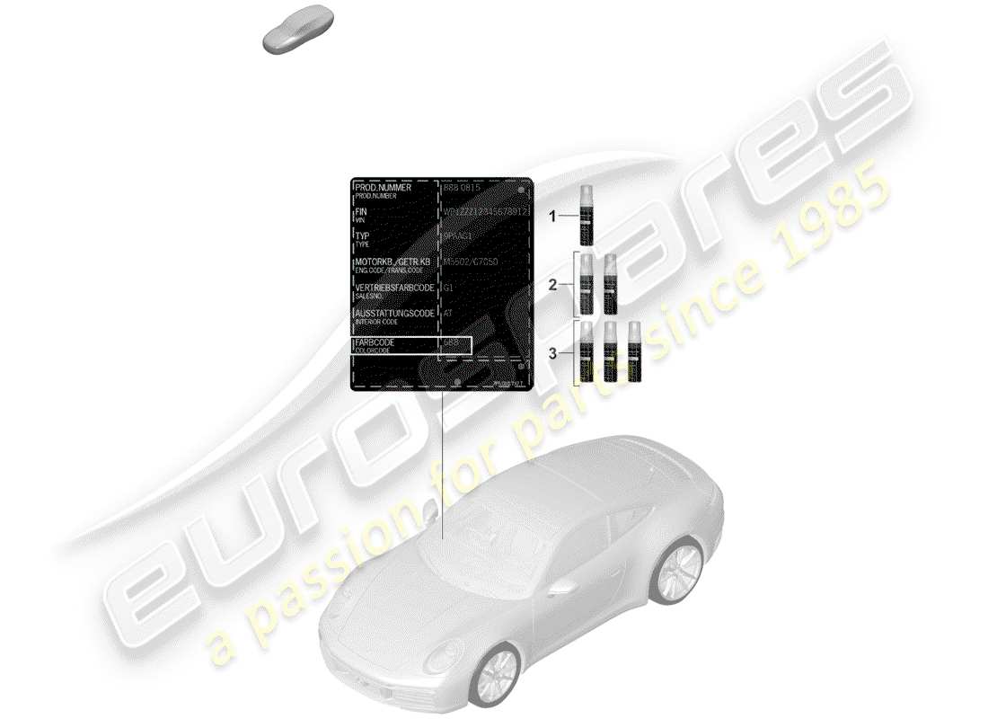 porsche 2019 (992-1) paint touch-up stick part diagram
