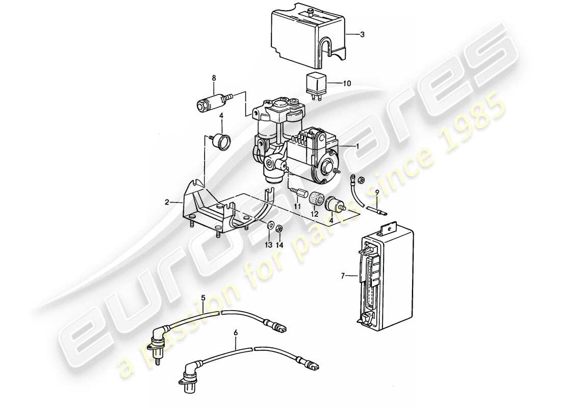 porsche 944 (1991) hydraulic unit - anti-locking brake syst. -abs- part diagram