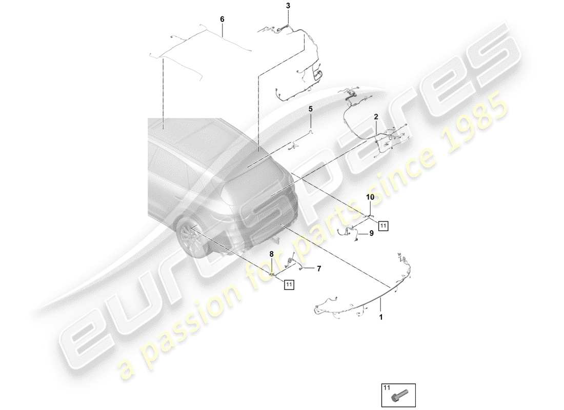 porsche 2019 (cayenne e3 9ya/9yb) wiring harnesses part diagram