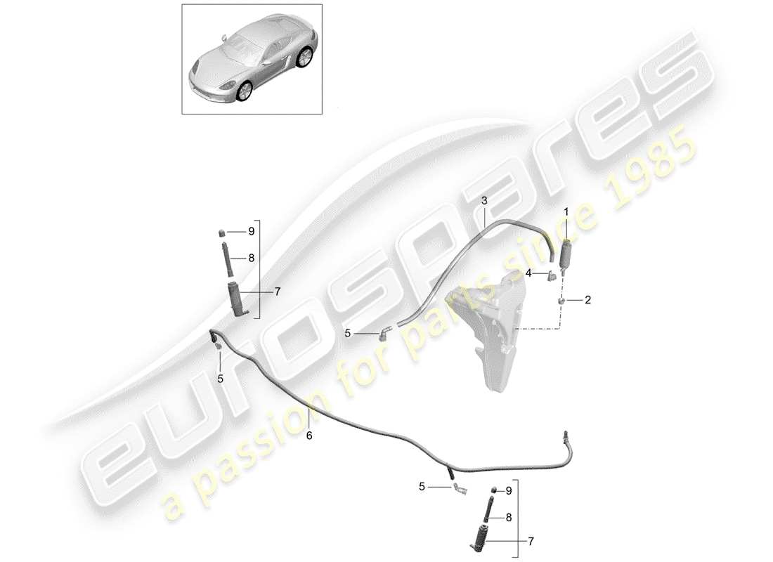 porsche 718 cayman (2017) headlight washer system parts diagram