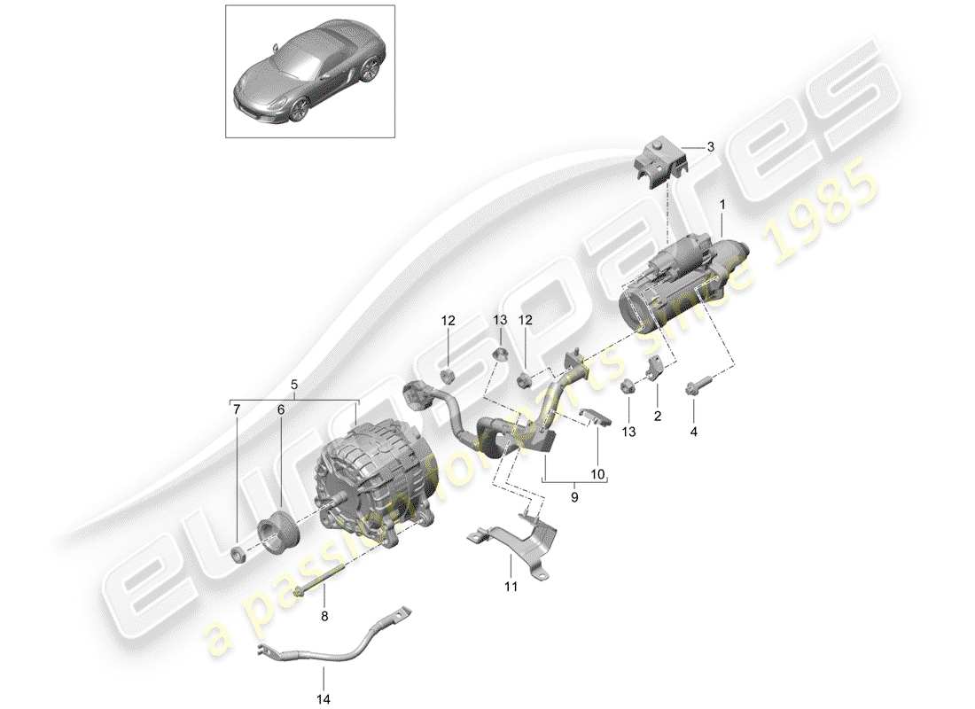porsche 2015 (981 boxster) starter part diagram