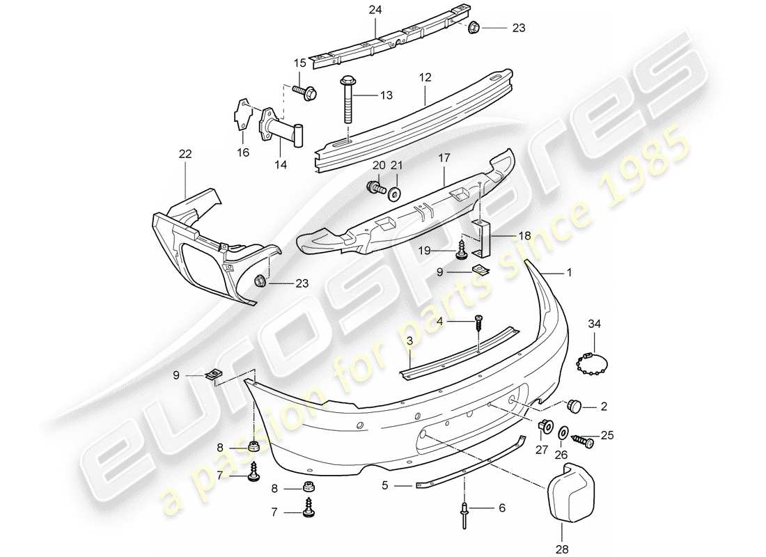 porsche 2004 (996 gt3) bumper part diagram
