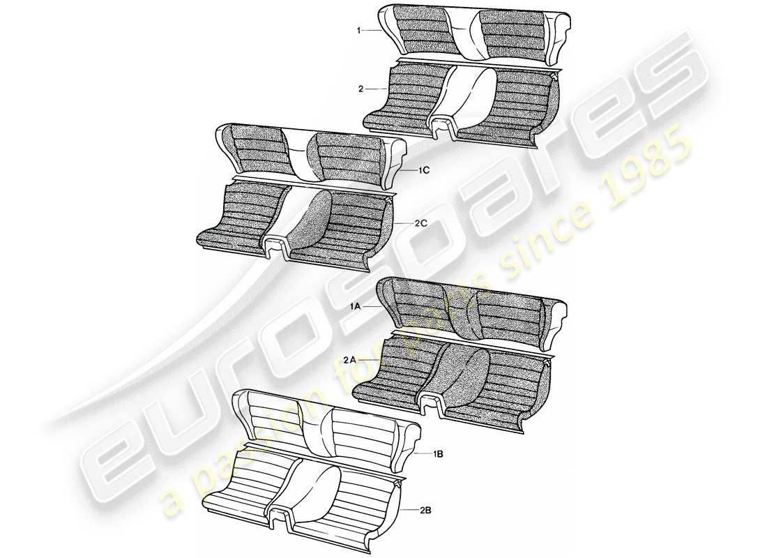 porsche 1983 (944) emergency seat - complete parts diagram