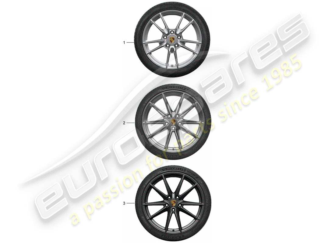 porsche 2016 (tequipment 98x/99x) 1 set aluminium rims with part diagram