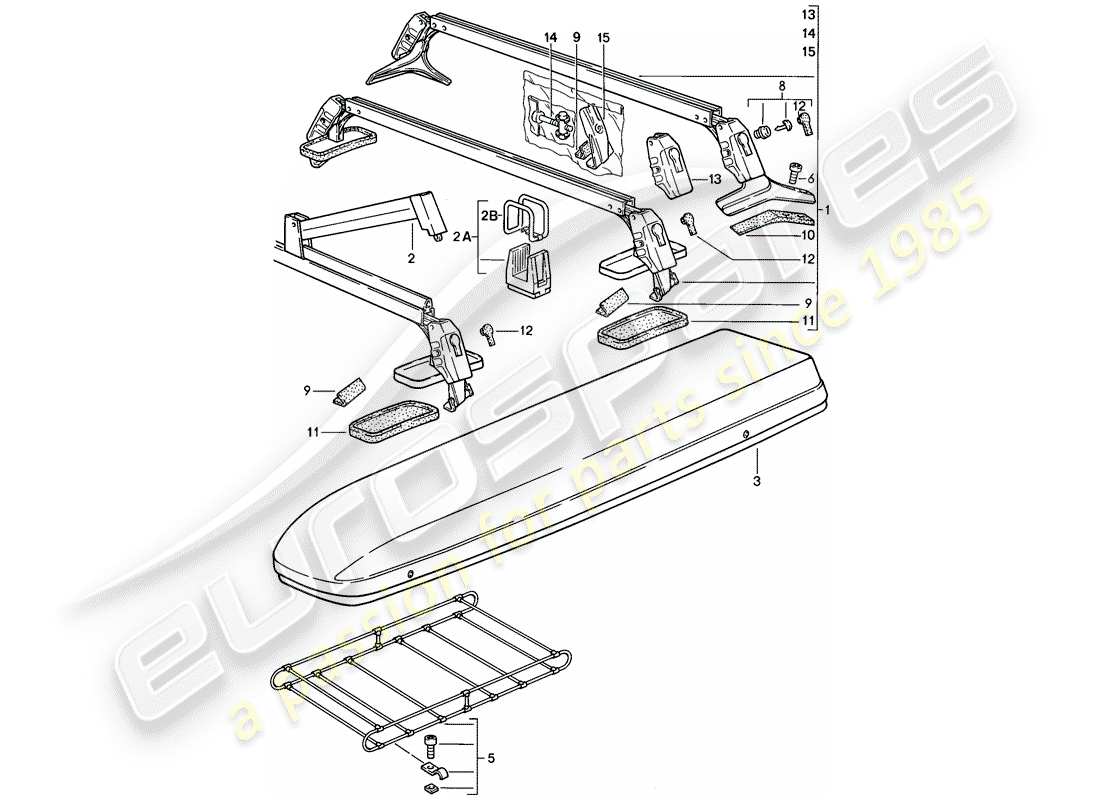 porsche 1984 (944) roof transport system parts diagram