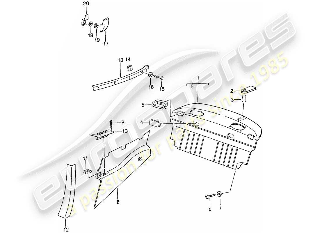 porsche 1996 (993) interior equipment part diagram