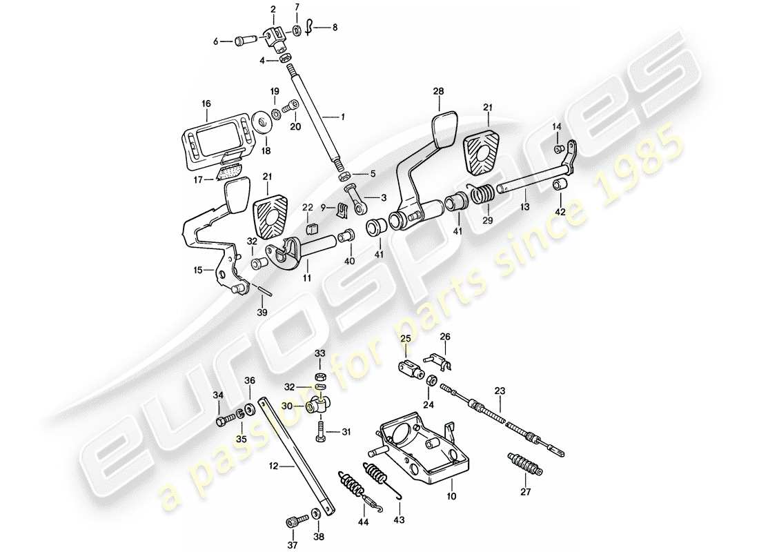 porsche 1985 (911) pedals part diagram