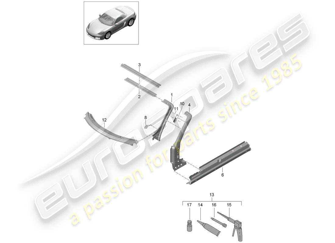 porsche 2020 (718 boxster) cowl part diagram