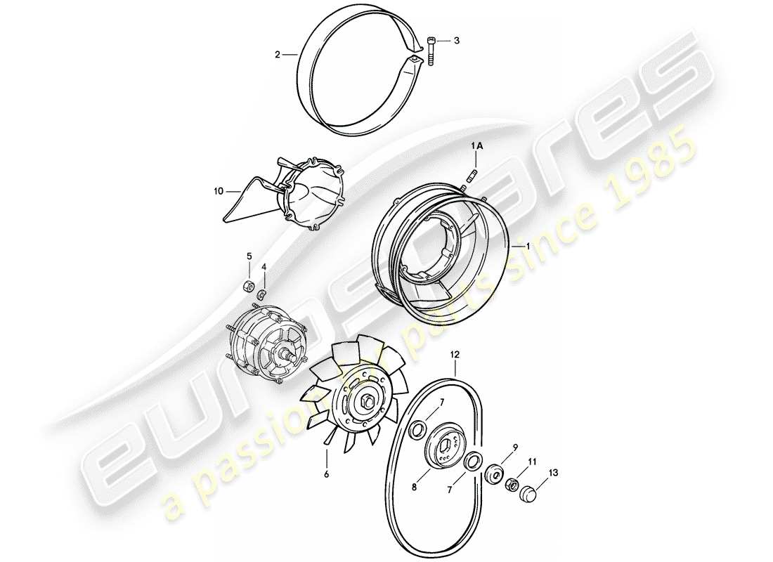 porsche 1987 (911) air cooling part diagram