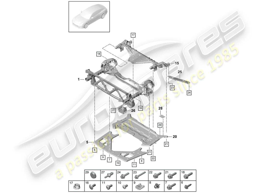 porsche 2020 (panamera 971-1) sub frame part diagram