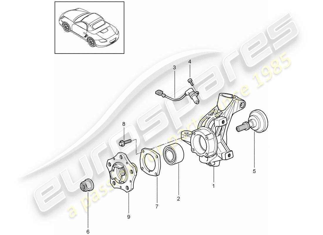 porsche 2012 (987 boxster) wheel carrier part diagram