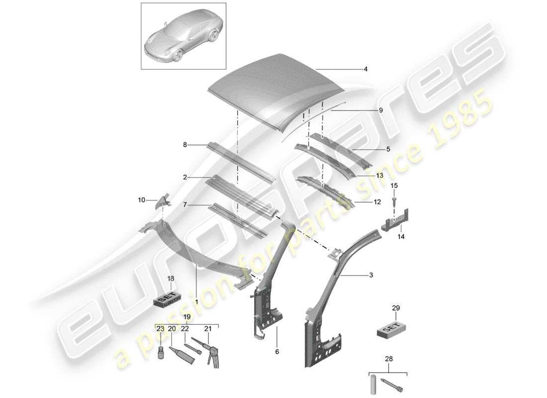 porsche 2012 (991-1) cowl part diagram